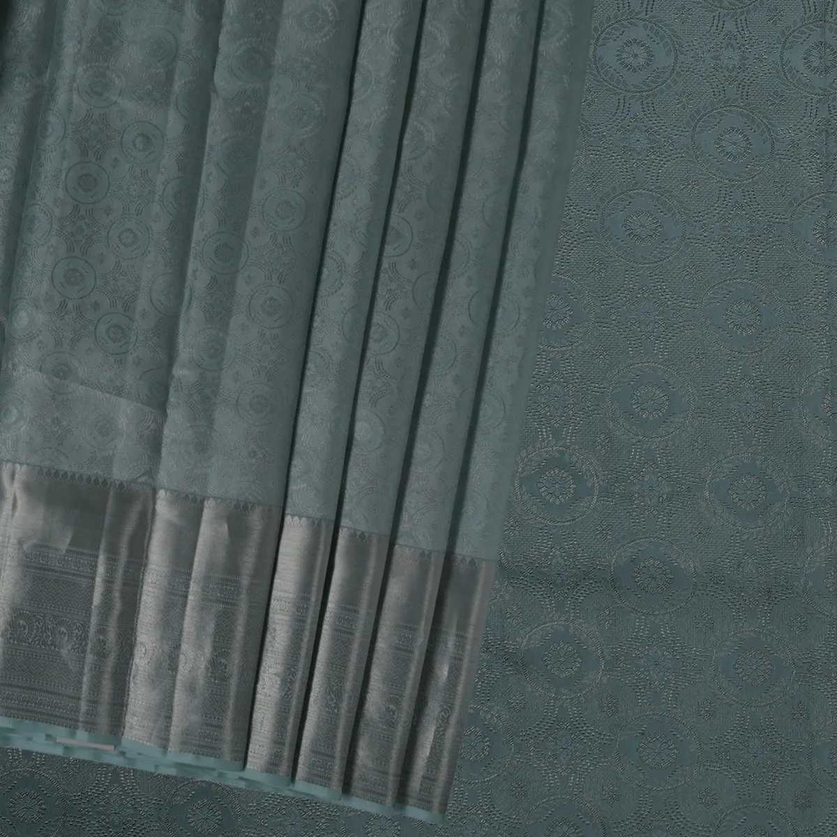 Kanchipuram Silk Saree Grey Border Antic Silk Fast Jari