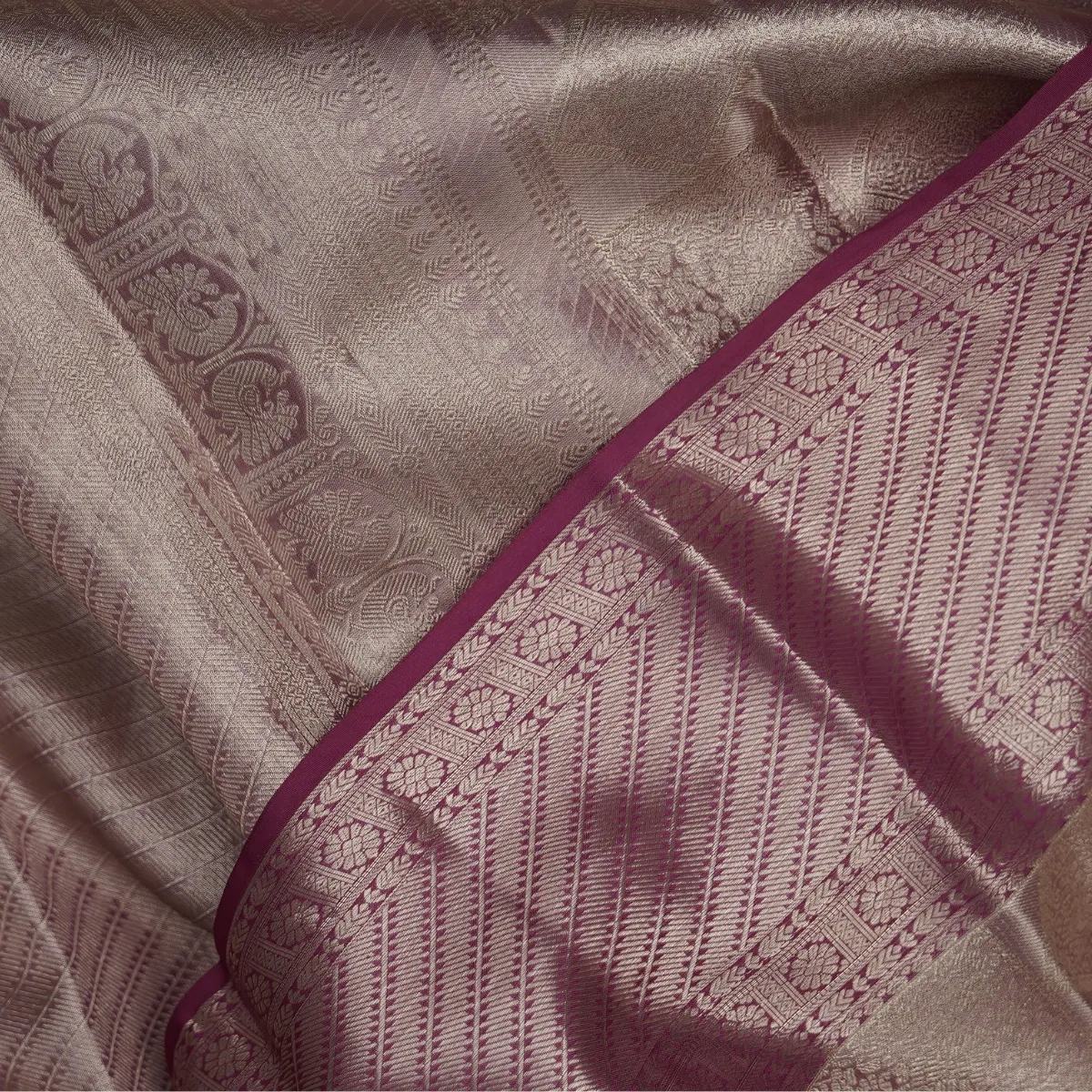 Kanchipuram Handloom Tissue Silk Saree Silver Colour Silk fast Jari