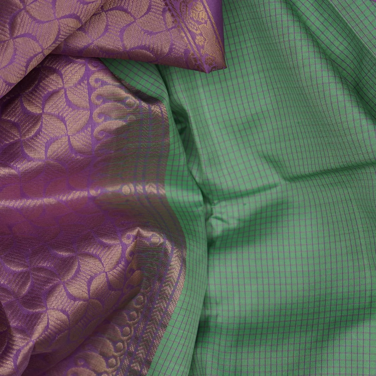 Kanchipuram Handloom Silk Saree Cheacked Design Silk Fast jari Saree