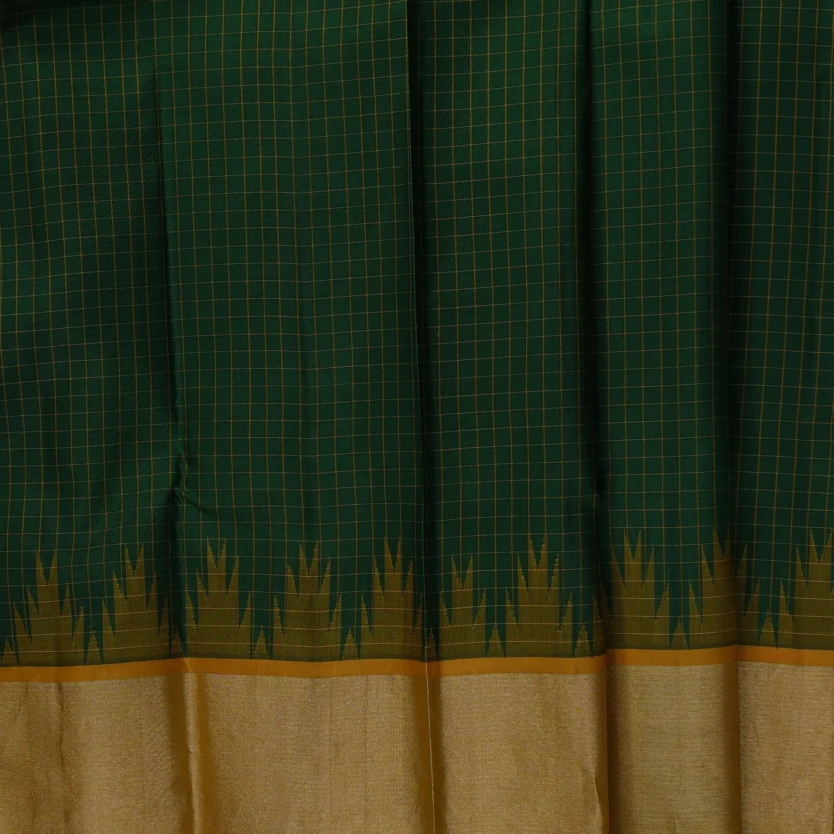 Kanchipuram Arani Handloom Silk Saree Temple Border Checked Silk Fast Jari