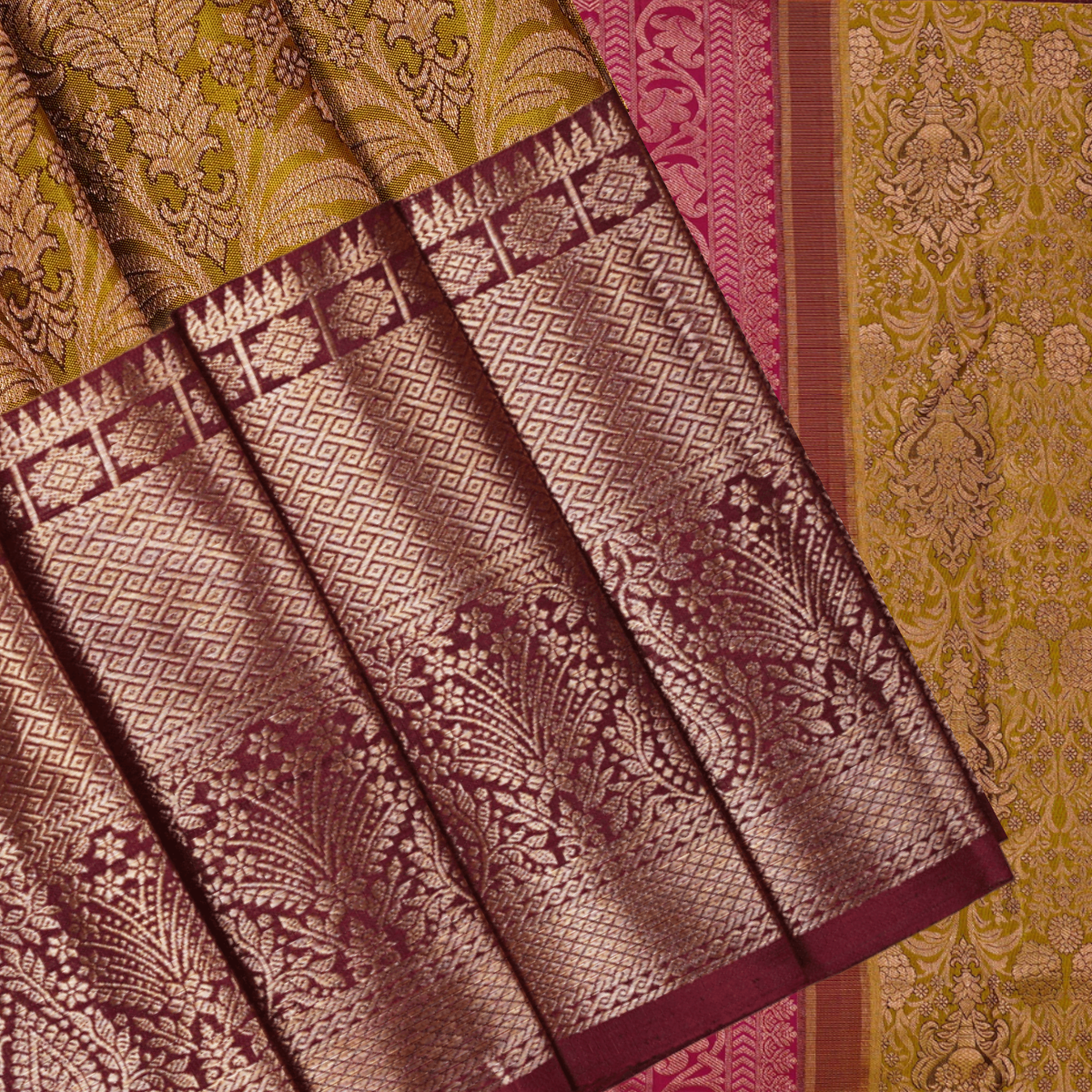 Kanchipuram Silk Golden Colour Silk Fast Jari