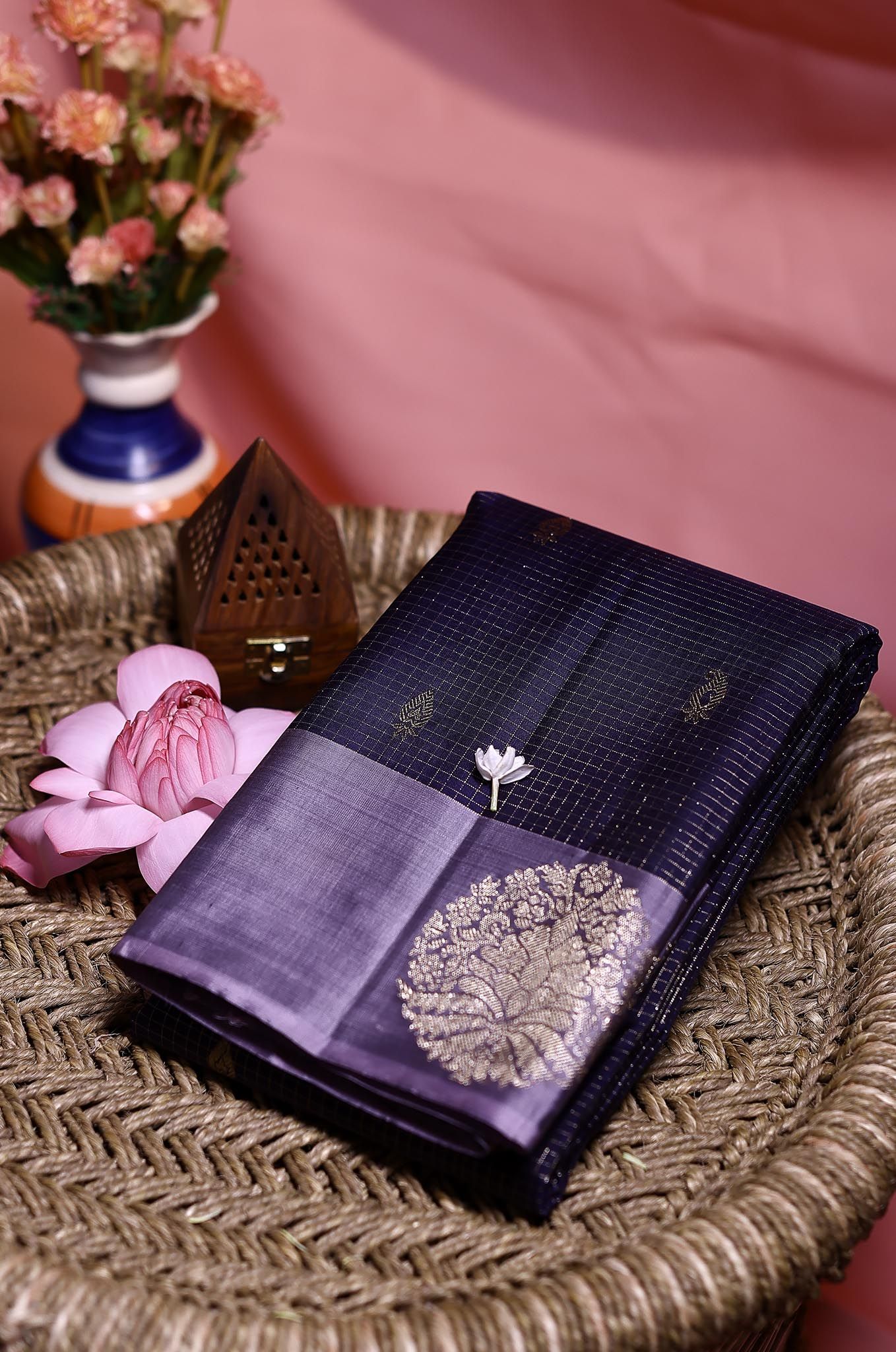 Bluish Violet Arani Silk Saree