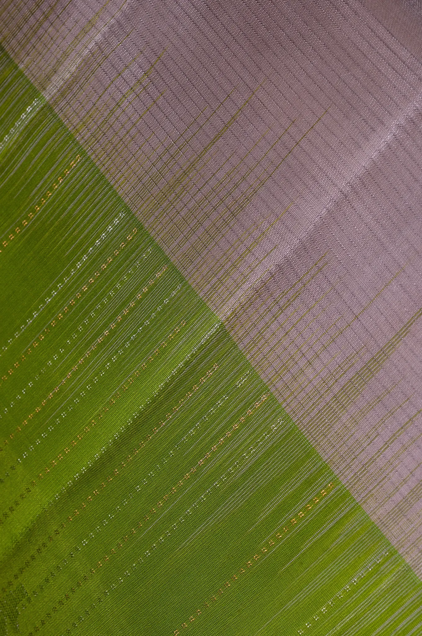 Mayuri Silk Kelly Green And Light Silver And Pink Shade Border