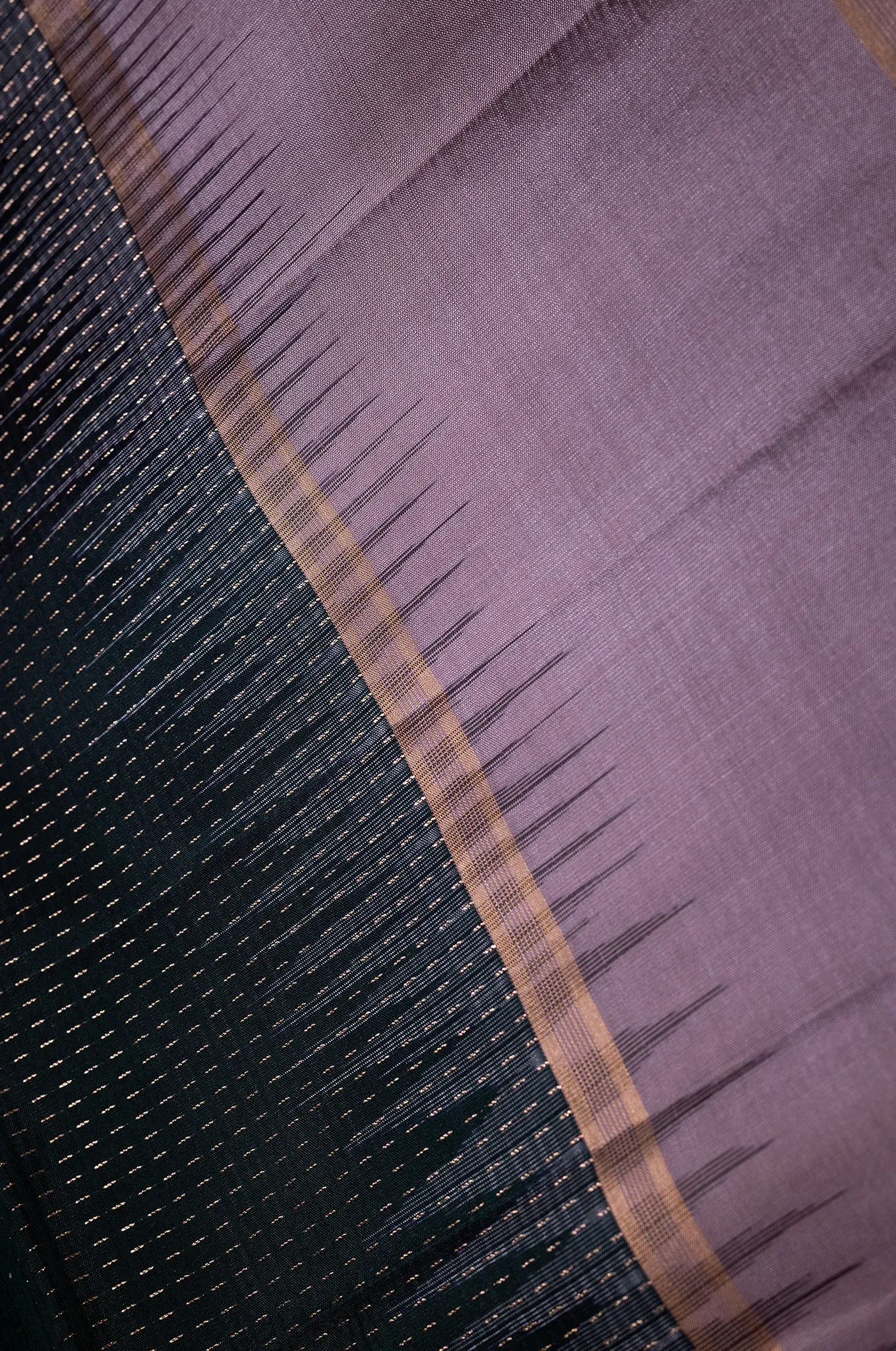 Mayuri Silk  Forest Green And Lavender Border