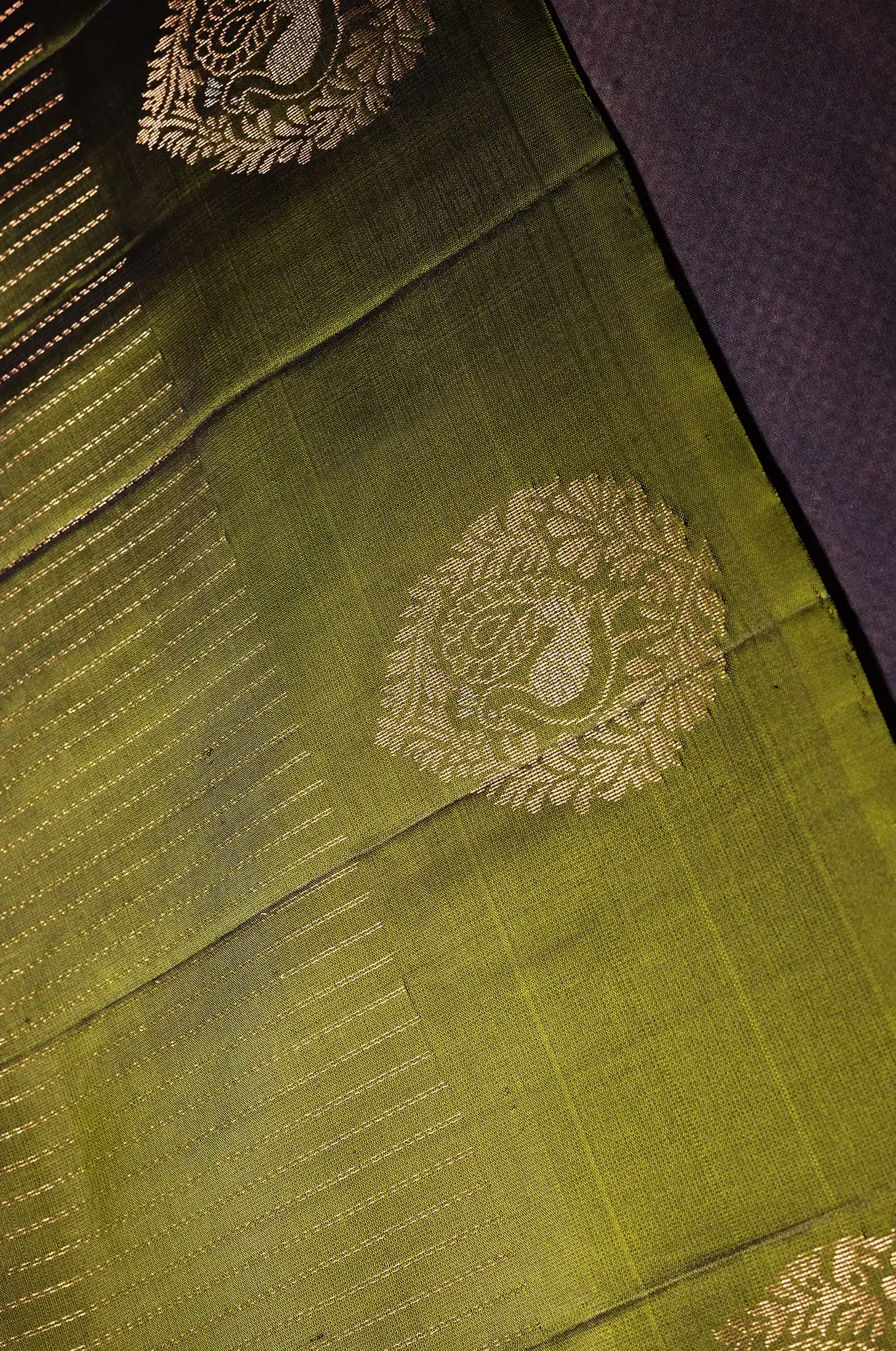 Mayuri Silk  Olive Green Self Saree