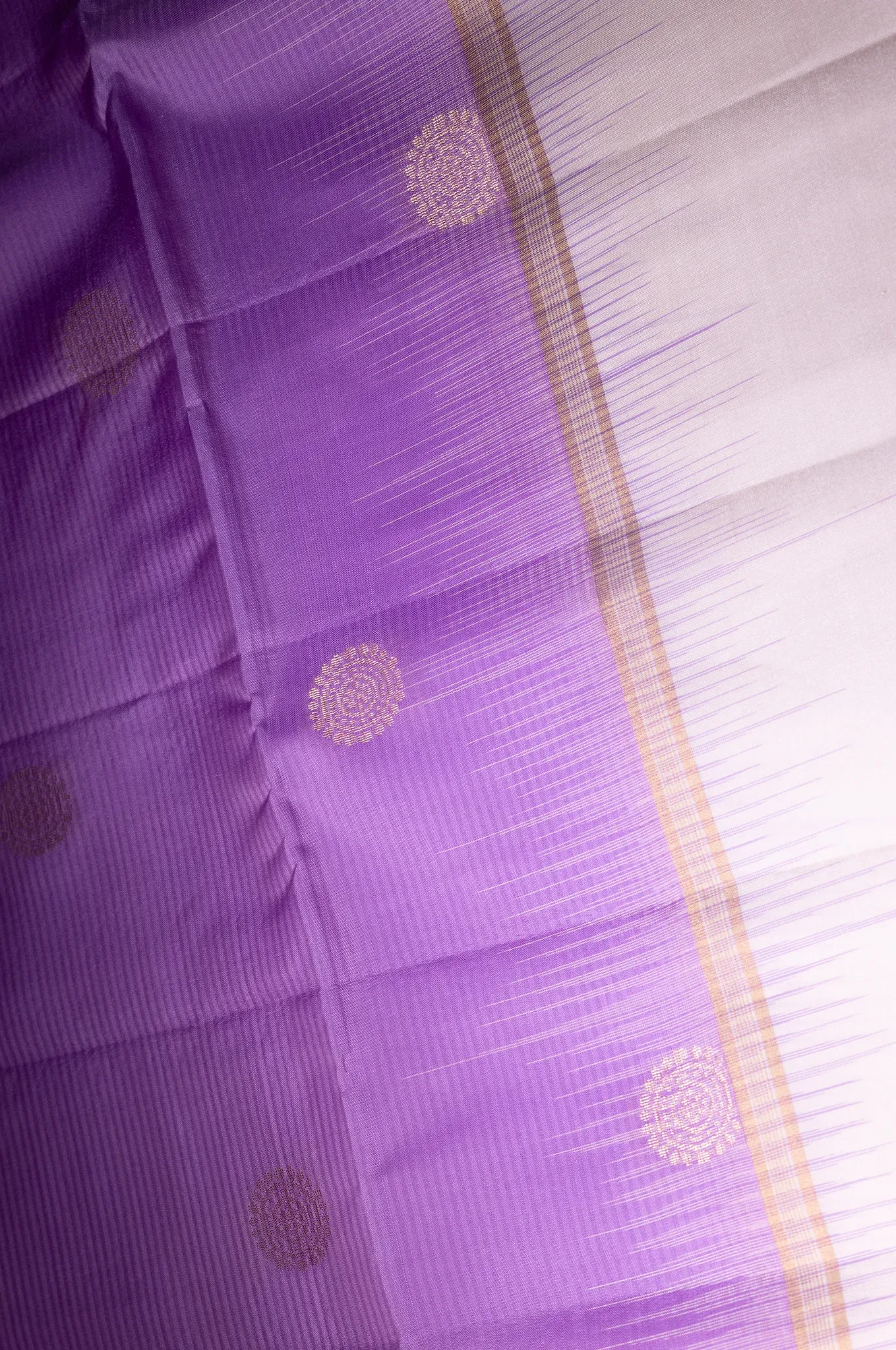 Mayuri Silk Lavender With Cream Colour Border