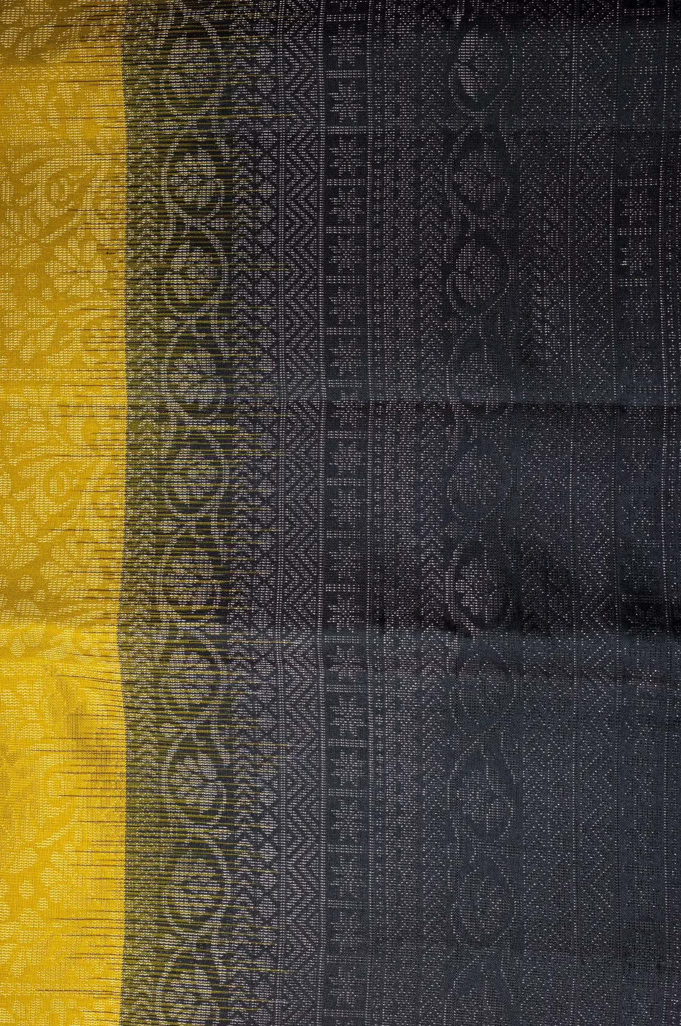 Mayuri Silk Vibrant Bright Yellow With Deep Blue Border