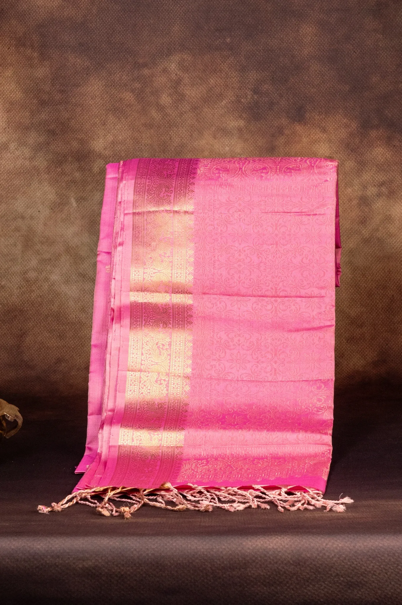 Mayuri Silk Hot Pink Self Saree
