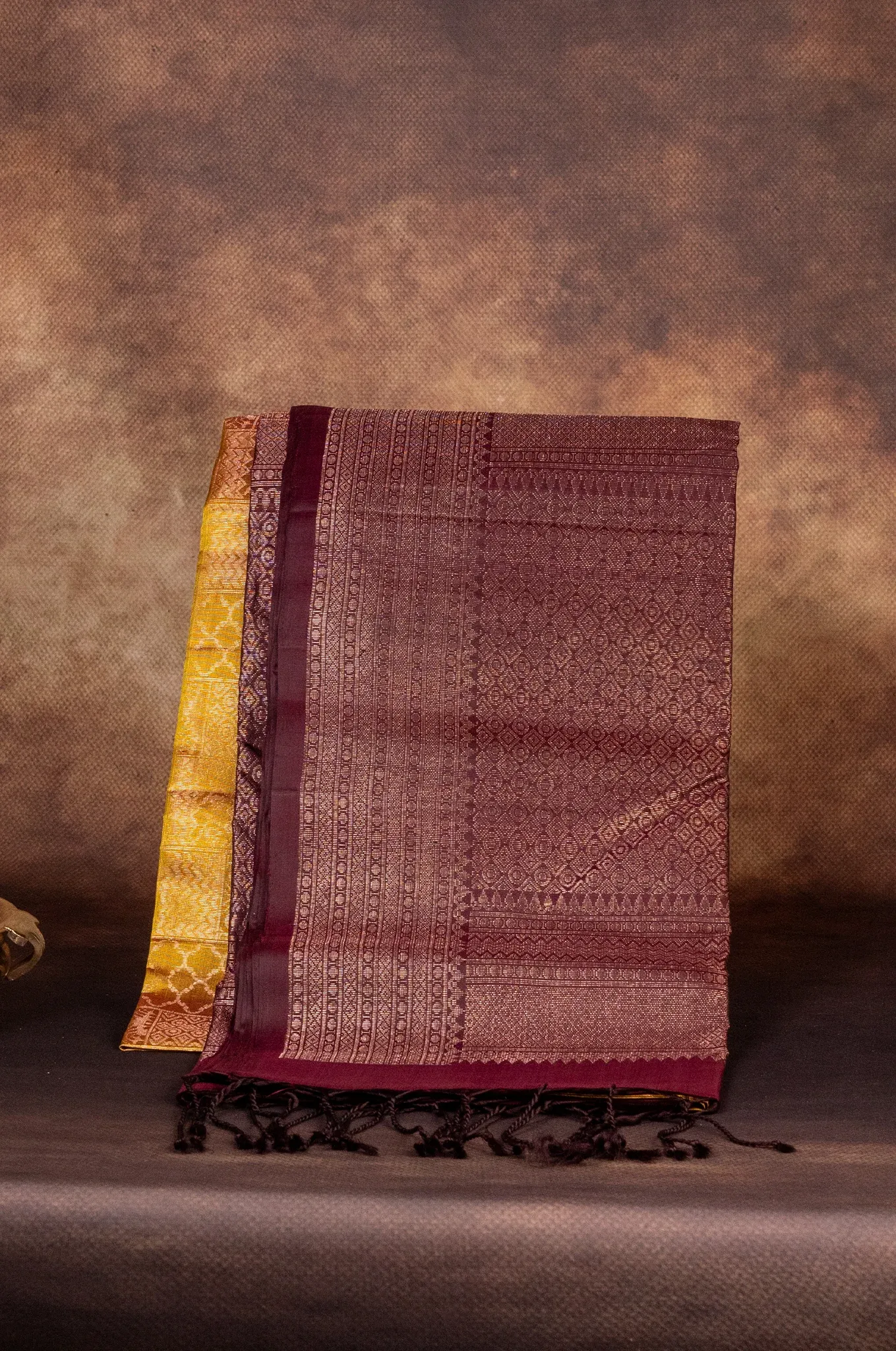 Mayuri Silk Yellow Dark Wine Border