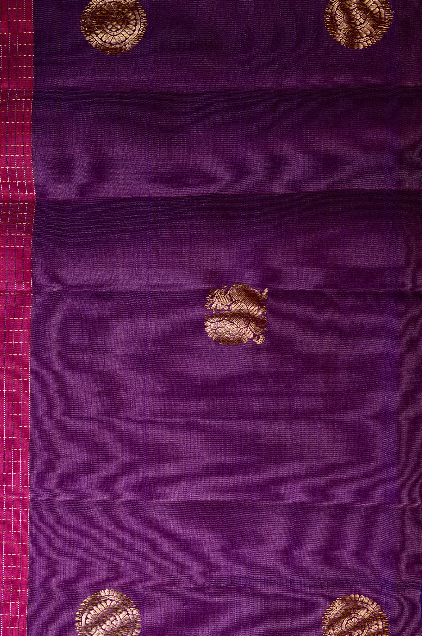 Vibrant Fuchsia With Deep Purple Border Arani Silk