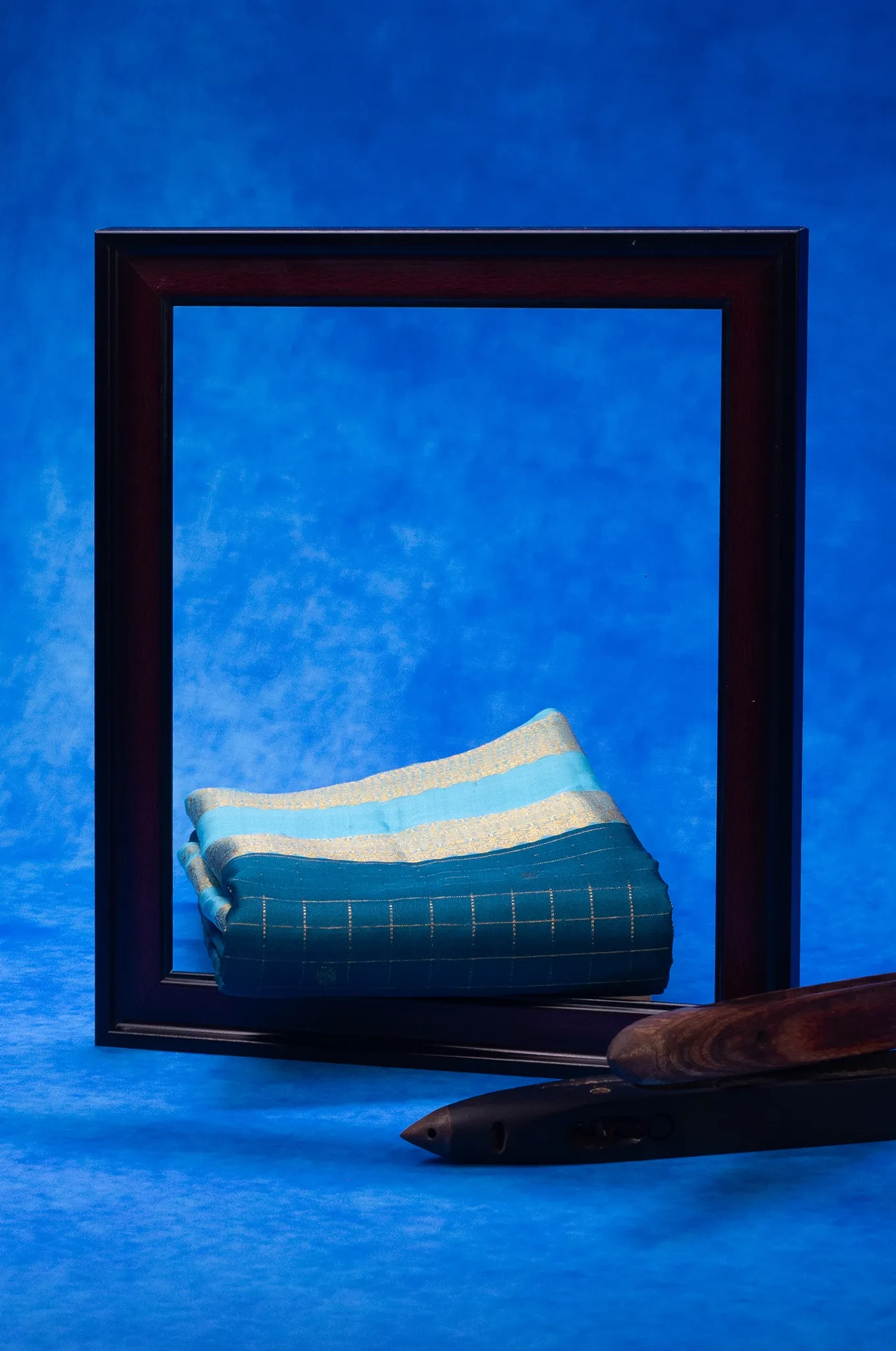 Steel Blue With Sky Blue Border Arani Silk