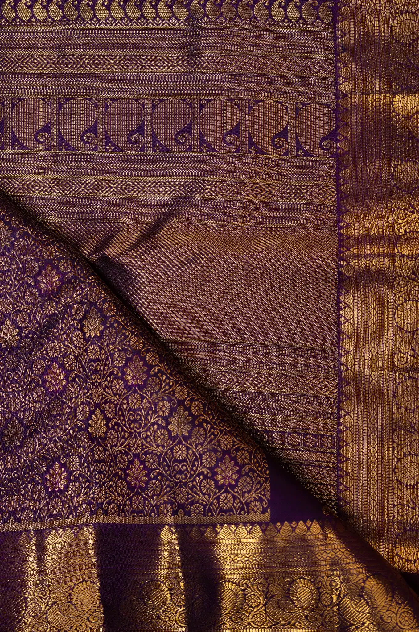 Deep Shade Purple Self Saree Kanchipuram Silk