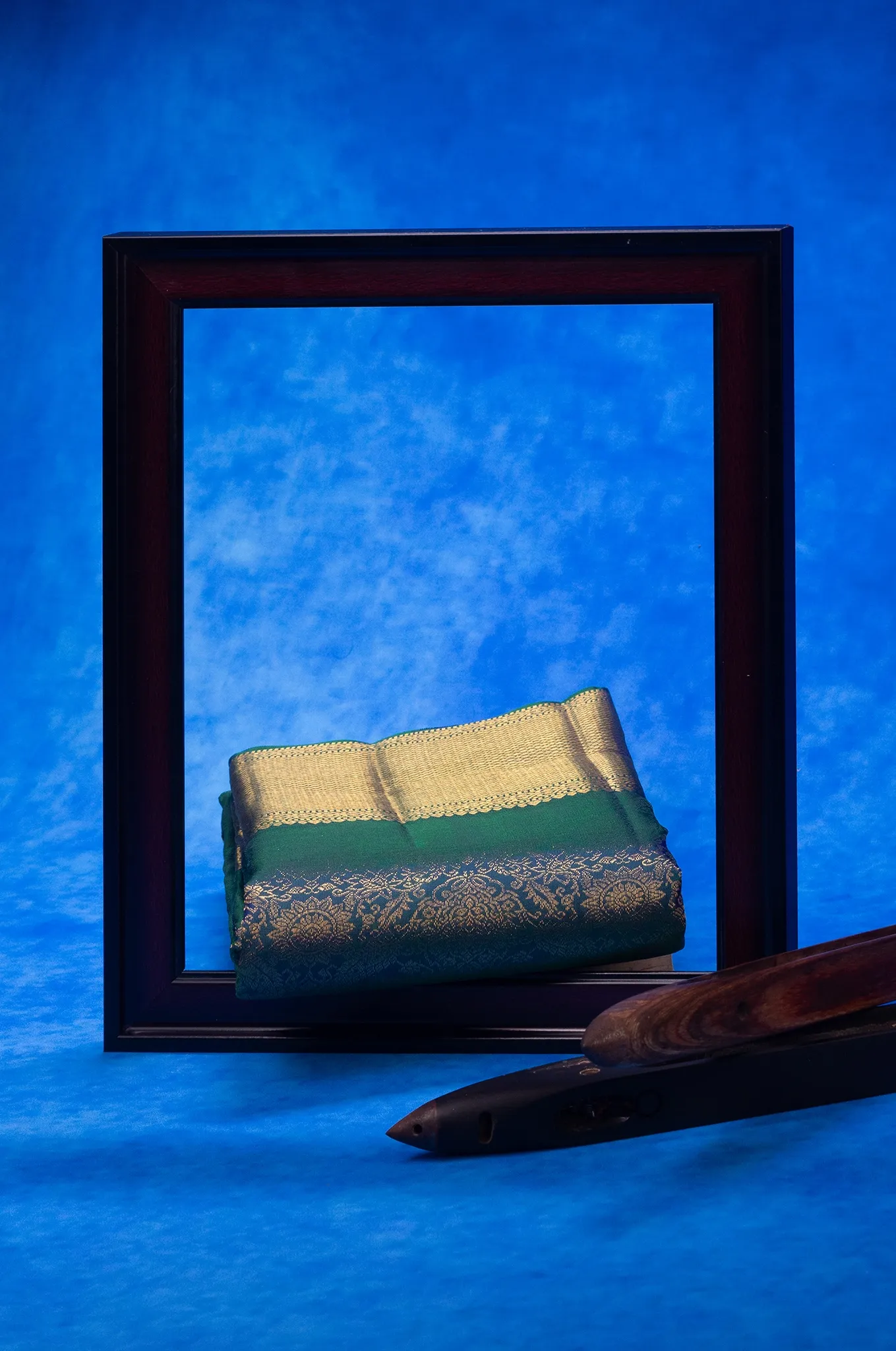 Peacock Blue Self Saree Kanchipuram Silk
