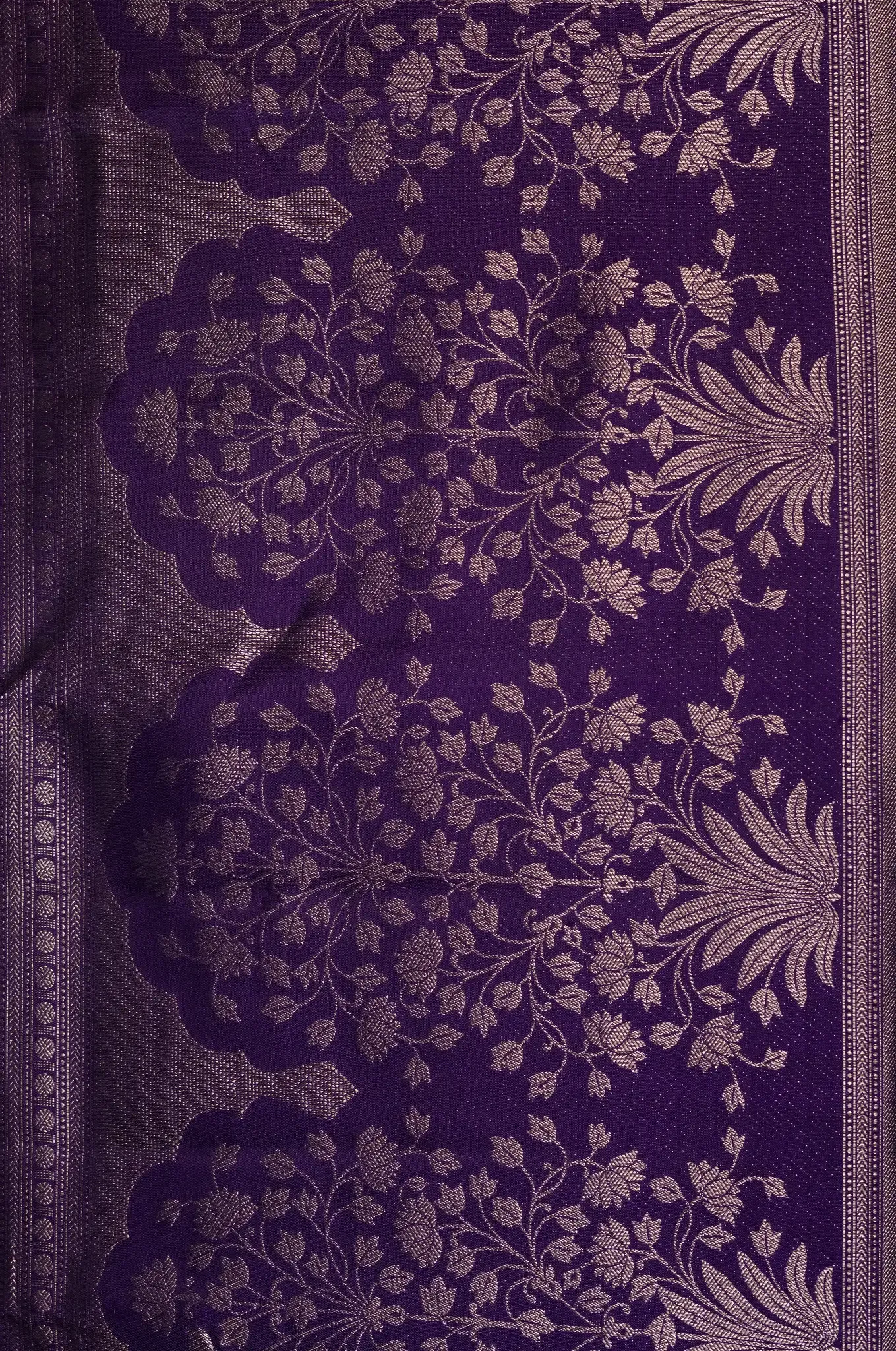 Light Blue With Dark Purple Contrast Kanchipuram Silk