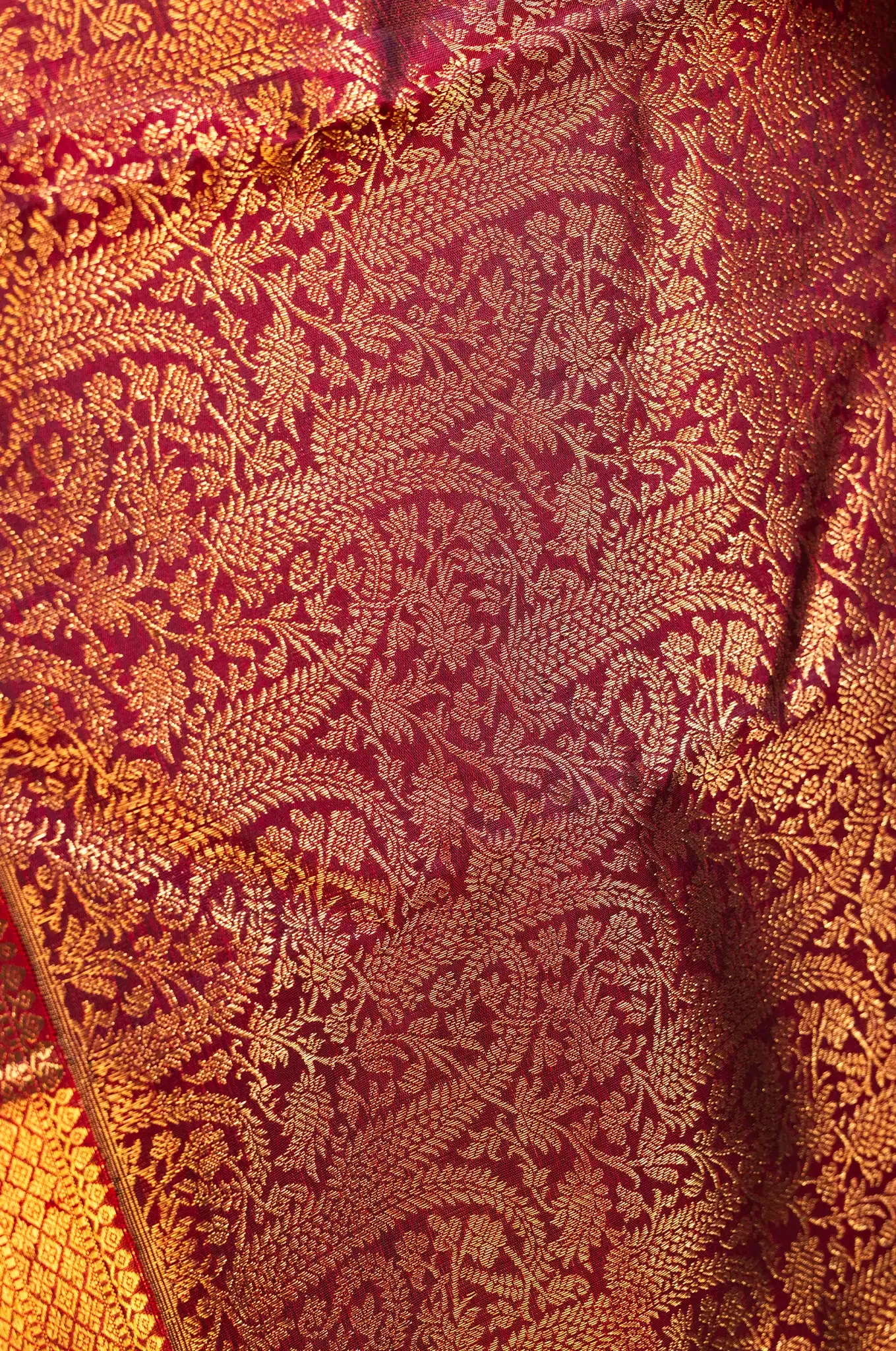 Deep Wine Red Colour Kanchipuram Silk