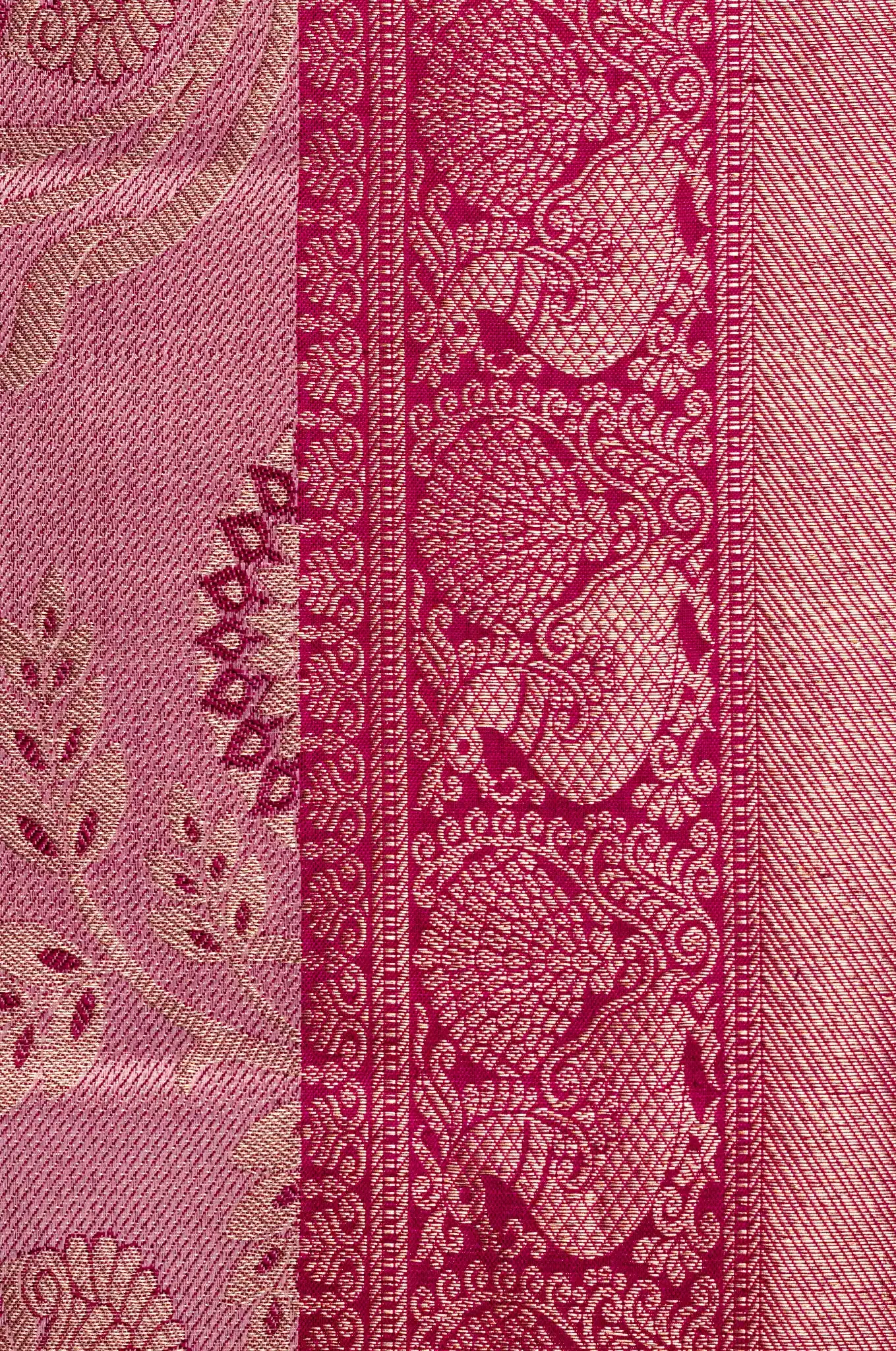 Pale Pink And Magenta Border Kanchipuram Silk