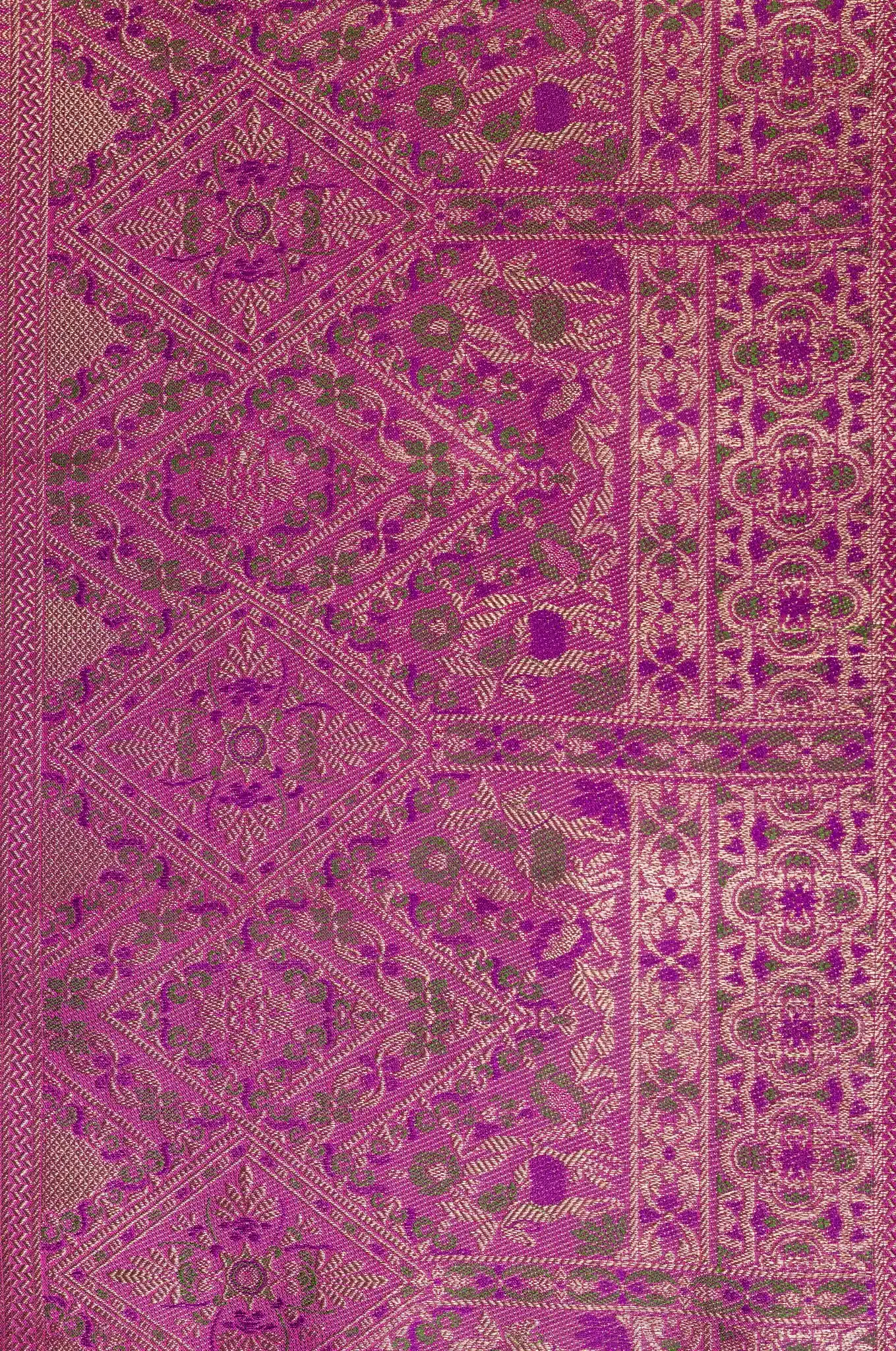 Light Grey With Vibrant Purple Border Kanchipuram Silk
