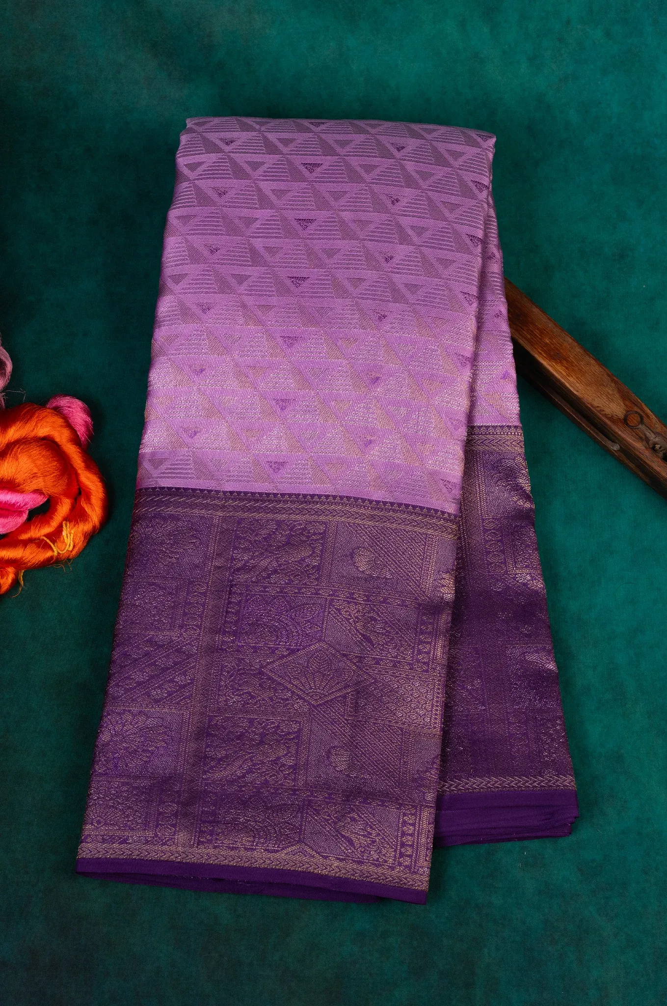 Light Purple With Royal Purple Border Kanchipuram Silk
