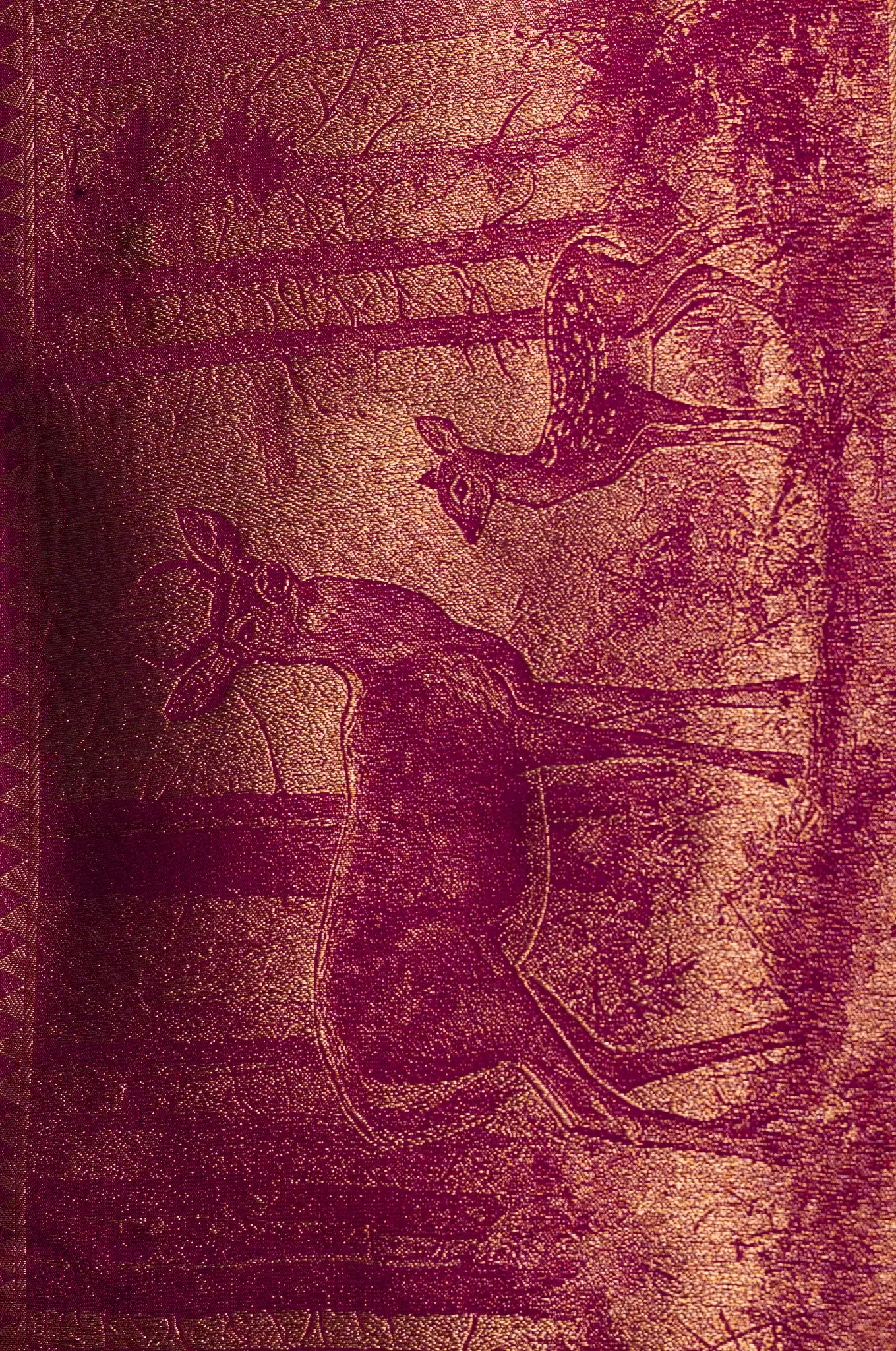 Reddish Orange With Deep Violet Purple Border Kanchipuram Silk